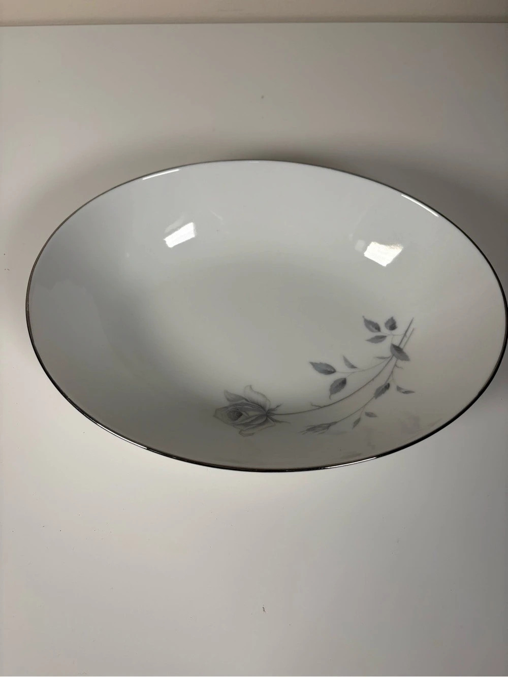 Royal Song Floral White & Gray Serving Bowl